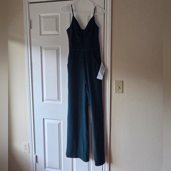Dress The Population Jumpsuit S Wide Leg Emmet NWT $258 Pine Green - Picture 6 of 10